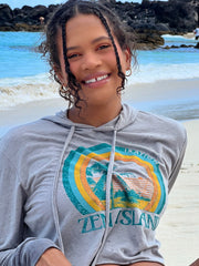 Women's Zen Island Crop Hoodie (Heather Gray)