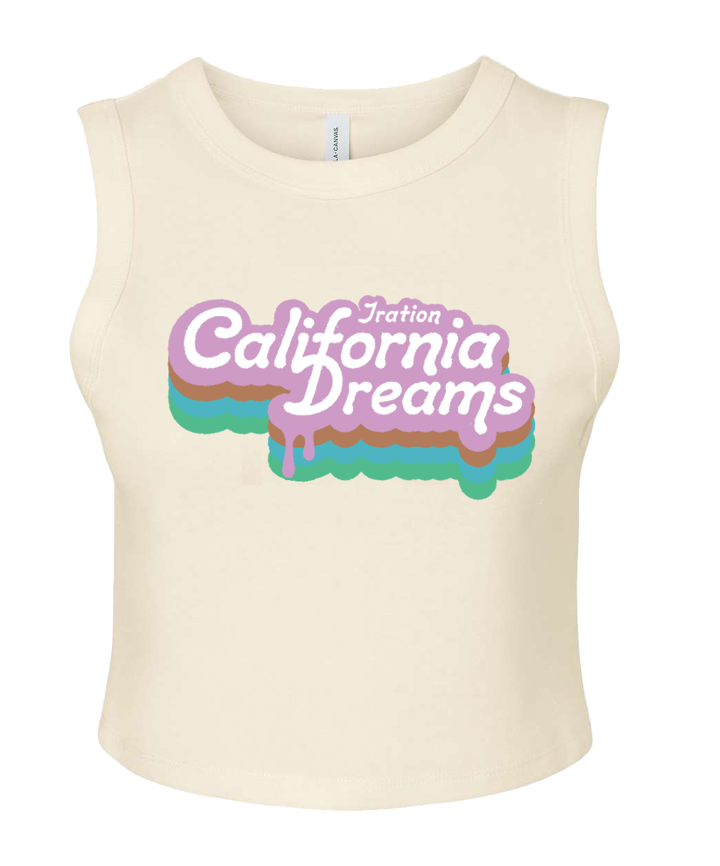 Women’s California Dreams Baby Rib Crop Tank (Cream)