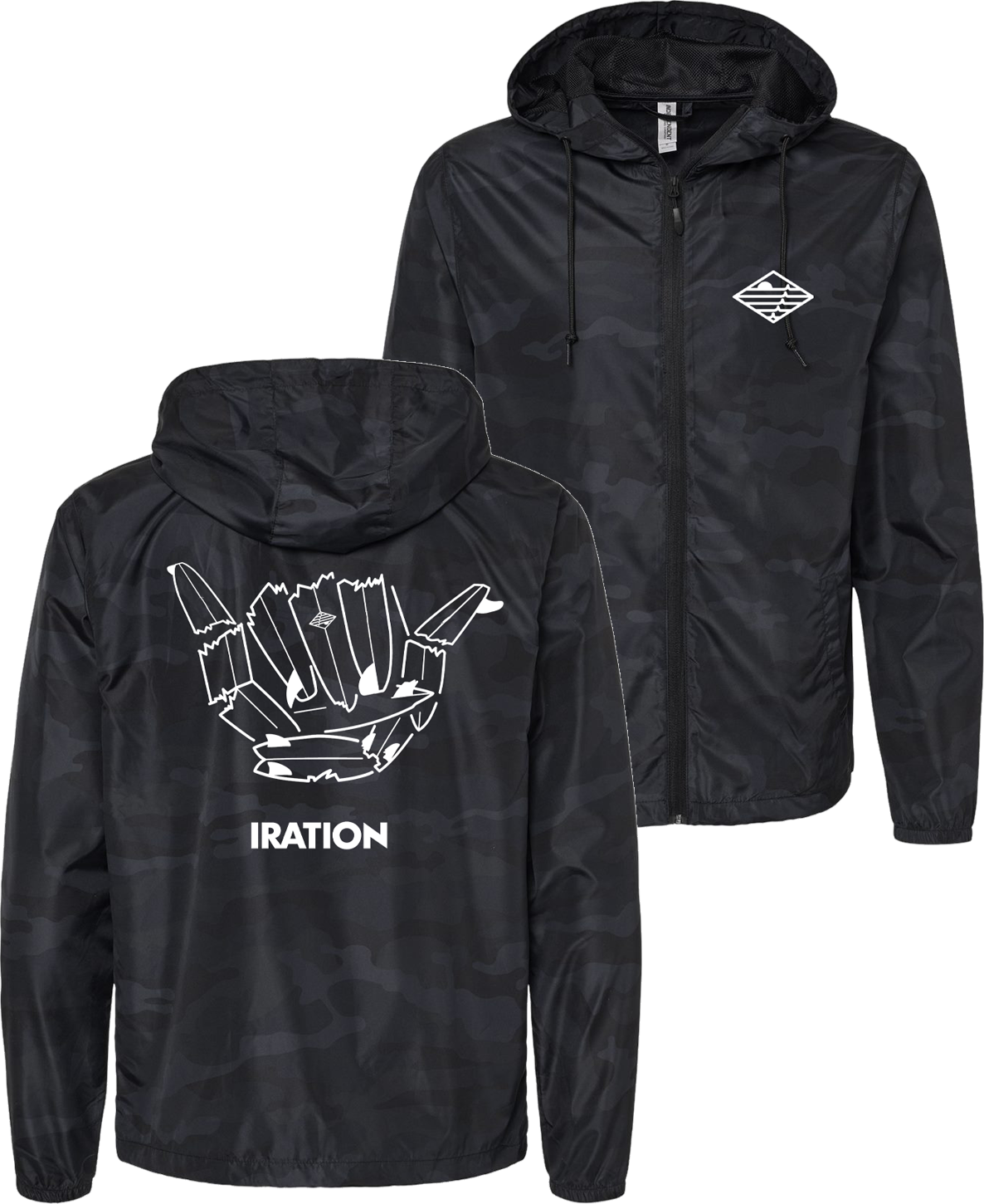 Broken Boards Shaka Windbreaker (Black Camo)