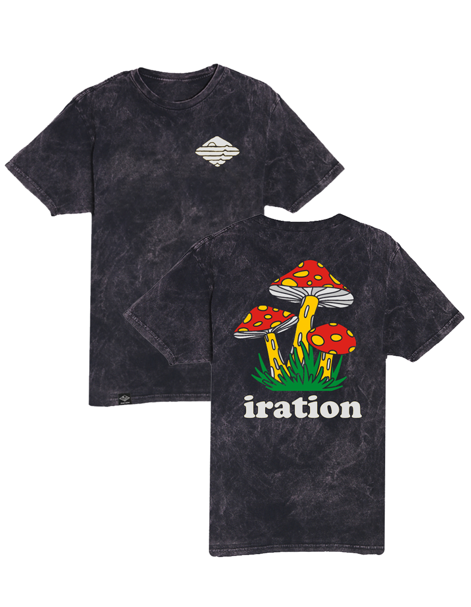 Rasta Mushroom Acid Wash Tee (Cloud Black)