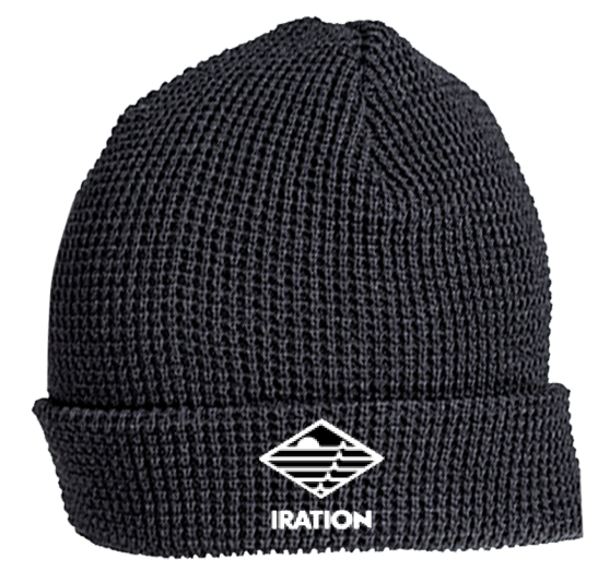 Waffle Knit Beanie Embroidered Logo (Black)