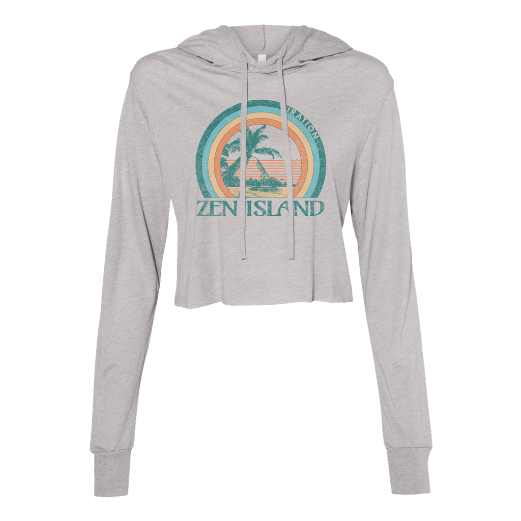 Women's Zen Island Crop Hoodie (Heather Gray)