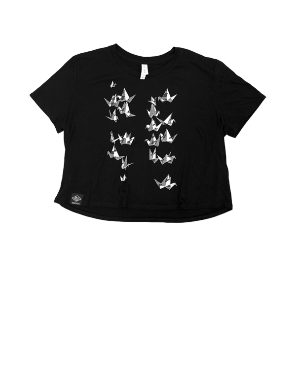 Women's Origami Crop Top (Black) [ONLY SMALL & MEDIUM AVAILABLE]