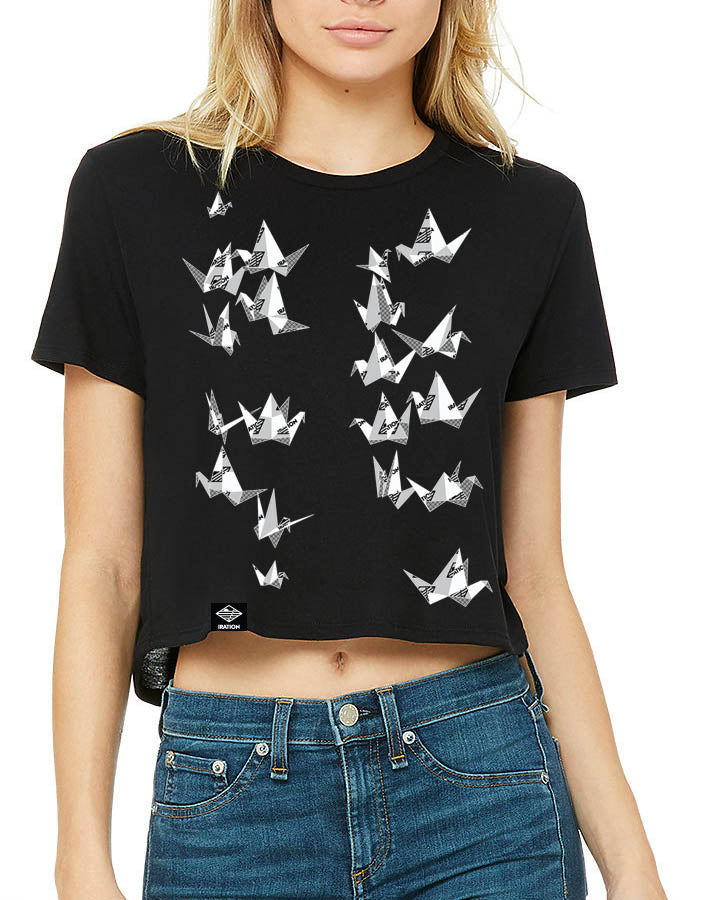 Women's Origami Crop Top (Black) [ONLY SMALL & MEDIUM AVAILABLE]